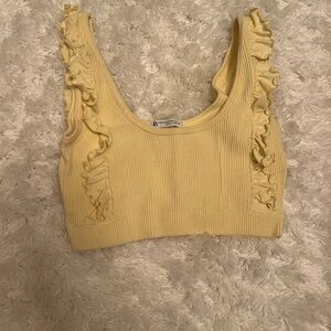 Zara yellow frill crop top